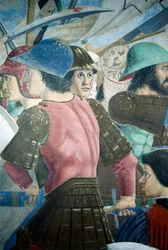 Detalj från Legenden om det sanna korset som visar slaget vid Heraclius I av Bysans mot Chosroes II, av Piero della Francesca
