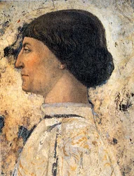 Sigismondo Pandolfo Malatesta Detalj av fresk i Tempio Malatestiano, Rimini, 1451