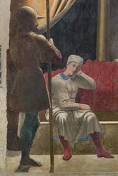 Konstantins dröm, detalj av Berättelserna om det sanna korset (fresk)