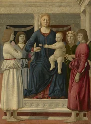 Jungfru och barn tronade med fyra änglar, c.1460-70