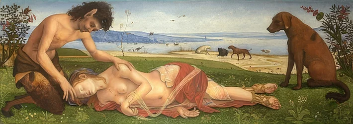 En satyr sörjer en nymf. Omkring 1495