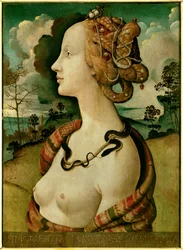 Porträtt av en kvinna sagt om Simonetta Vespucci