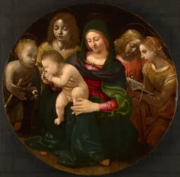 Jungfru Maria med barnet och den unge Johannes Döparen, Sankta Cecilia och änglar