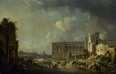 Röjning av Louvrens kolonnad, ca 1756 (olja)