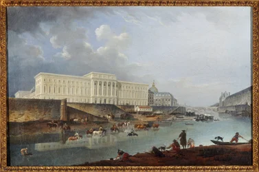Hôtel de la Monnaie, Quai de Conti och Seine, sett från Pointe de la Cité