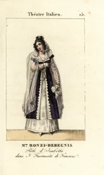 Mme. Ronzi-Debegnis i I Fuoruscit di Firenze, Teater Italien, 1819 (gravyr)