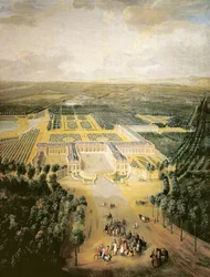 Frankrike, Versailles, utsikt över trädgårdarna i Grand Trianon i Versailles