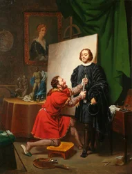 Aretino i Tintorettos studio, ca 1822 (olja på duk)