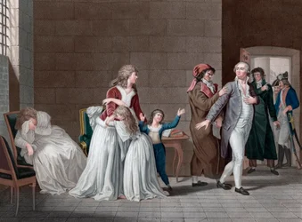 Separation av kung Ludvig XVI av Frankrike (1754-1793, från hans familj). Paris, Temple-fängelset, den 20 januari