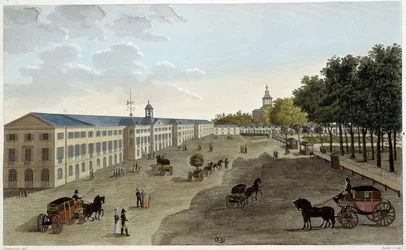 Utsikt över det nya galleriet av det naturhistoriska skåpet i Jardin des Plantes - i "" Vues de Paris"" av Courvoisier