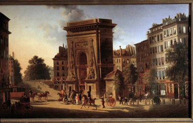 Saint Denis-dörren. Utsikt över Paris. Målning av Pierre Alexandre Pau De Saint Martin