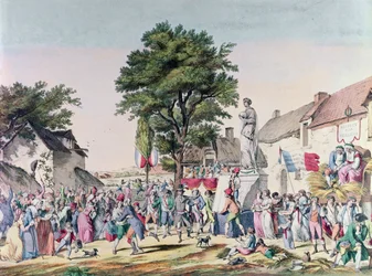 Byfestival för att hedra ålderdomen vid tiden för franska revolutionen, 1795 (färgstick)
