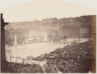 Samling av trupper för Napoleon III, Place Bellecour de Lyon,1860 (foto)