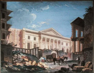Konstruktion av Academie de Chirurgie, Paris, ca 1780-89 (gouache på papper)