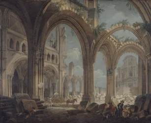 Rivning av kyrkan Saint-Jean-en-Greve, ca 1800 (olja på duk)
