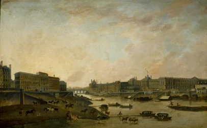 Hôtel de la Monnaie och Louvren, sett från Pont-Neuf, ca. 1800.
