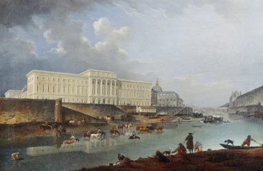 Hôtel de la Monnaie, Quai de Conti och Seine, sett från Pointe de la Cité, 1777.
