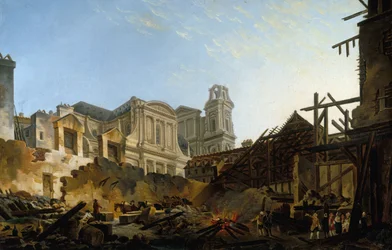 Foire Saint-Germain efter branden natten mellan den 16 och 17 mars 1762, 1762.