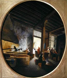 Tvätteriet (olja på panel)