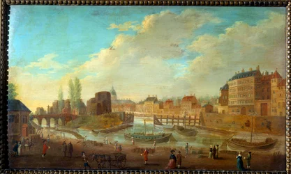 Utsikt över Louviers Island och Point of Saint Louis Island Utsikt över Saint Paul Port Målning av Pierre Demachy (1723-1807) 1780 Sön. 0,32x0,53 m Paris, Musee Carnavalet