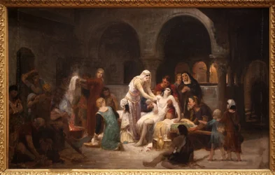 Sankta Elizabeth av Ungern (1207-1231) som tar hand om de sjuka. Målning av Pierre Auguste Cot (1837-1883), olja på duk