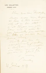 Autografbrev undertecknat till Dr. Fritz Thurneyssen, Paris och Les Collettes, 24 juni 1908