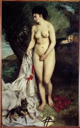 Badare med griffon Målning av Pierre-Auguste Renoir (1841-1919) 1870 Dim 184x115 cm Sao Paulo, Museum of Art Brazil