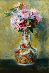 ""Bukett of Flowers in a Japanese Vase"" (Japonism) Målning av Pierre Auguste Renoir (1841-1919) 1878 Indianapolis Museum of Art USA