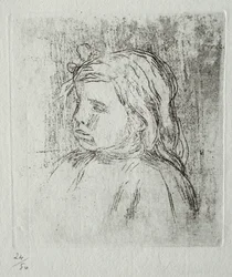 Claude Renoir, tre fjärdedelar till vänster, 1908.
