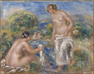 Femmes au bain - Badande kvinnor, av Renoir, Pierre Auguste (1841-1919). Olja på duk. c. 1915-1916. Mått: 40,5x51 cm. Nationalmuseum Stockholm