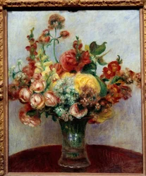 Blommor i en vas. Målning av Pierre Auguste Renoir (1841-1919)