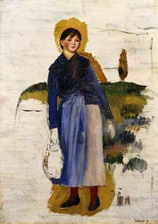 Flicka med röda strumpor, 1886