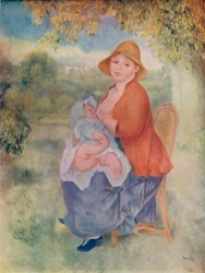 Madame Renoir ammar sitt barn, c1885 1932