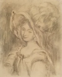 Mme Dieterle in a Hat, ca 1896 (kol på papper)