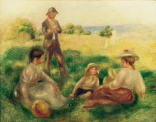 Landskap i Berneval med figurer