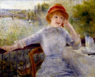 Porträtt av Alphonsine Fournaise (1845-1937), tidigare känd som "" A la Grenouillere"": Dotter till ägaren av en restaurang på ön Chiard (Yvelines) mellan Chatou och Rueil, målning av Pierre Auguste Renoir (1841-1919) )