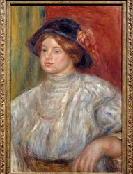 Porträtt av Gabrielle au chapeau”” Gabrielle Renard (1879-1959) var sjuksköterska till Jean Renoir (1894-1979), son till målaren. Målning av Pierre Auguste Renoir (1841-1919)