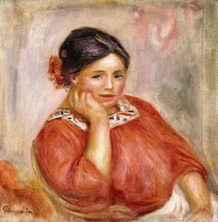 Porträtt av Gabrielle i en röd blus, 1896