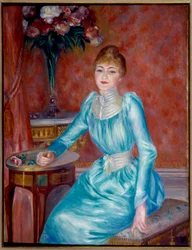 Porträtt av Madame de Bonnieres. Henriette de Bonnieres (1854-1906), hustru till romanförfattaren och kritikern av Figaro Robert de Bonnieres (1850-1905). Målning av Pierre Auguste Renoir (1841-1919) 1889 Sön. 1,17x0,89 m Paris, Musee du Petro Palais