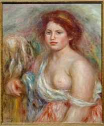 Porträtt av modellen i byst Målning av Pierre Auguste Renoir