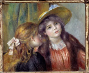 Porträtt av två flickor. Målning av Pierre Auguste Renoir (1841-1919)