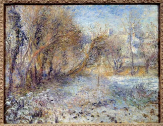 Snölandskapsmålning av Pierre Auguste Renoir (1841-1919) 1875 Sön. 0,51 X 0,66 m Paris, Orangeriemuseet