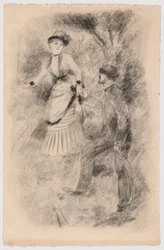 Nedstigningen från toppen: Jean Martin håller fast Hélène, bankirens dotter (illustration till Edmond Renoirs "L