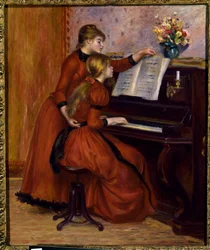 Piano lecon målning av Pierre Auguste Renoir (1841-1919)