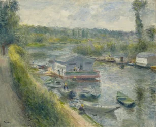 Tvätthusbåt vid Bas-Meudon, ca 1874