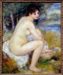 Naken kvinna i ett landskap, målning av Pierre Auguste Renoir (1841-1919), 1883, Sun. 0,65 x 0,54 m, Paris, Musée de l