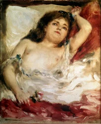 Kvinna sträcker sig: rosen. Målning av Pierre Auguste Renoir (Pierre-Auguste
