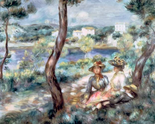 Ung flicka och pojke i ett landskap, 1893.