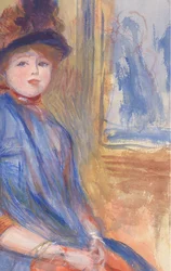 Ung flicka i en blå klänning, ca. 1890.