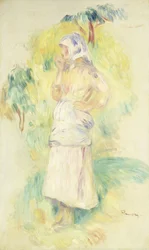 Ung bonde som äter ett äpple; Bondflicka som äter ett äpple, ca 1894